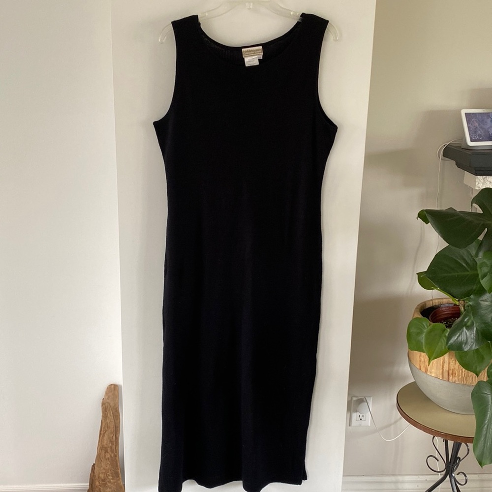COLDWATER CREEK black knit sweater maxi dress long skirt P/L